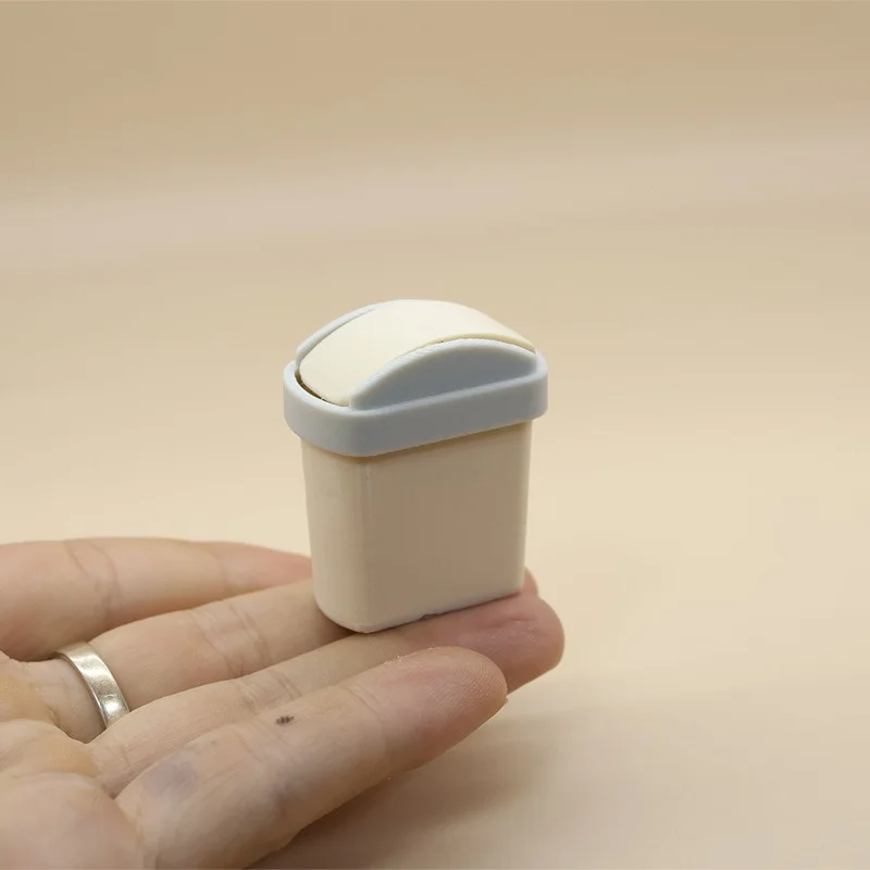 1Pc 1:12 Scale Miniature Dollhouse Trash Can, Realistic Flip-Top Design For Diorama & Tabletop Display