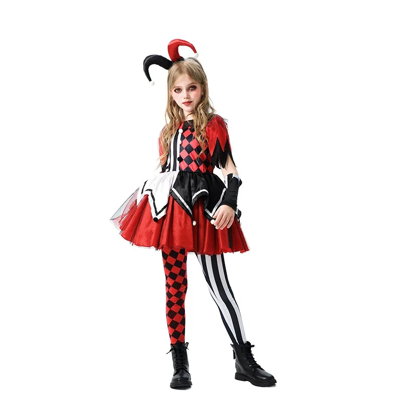 costume-de-clown-a-motif-de-poker-coquin-pour-filles-tenue-de-carnaval-cosplay-de-film-fou-robe-de-soiree-fantaisie-d'halloween-pour-enfants