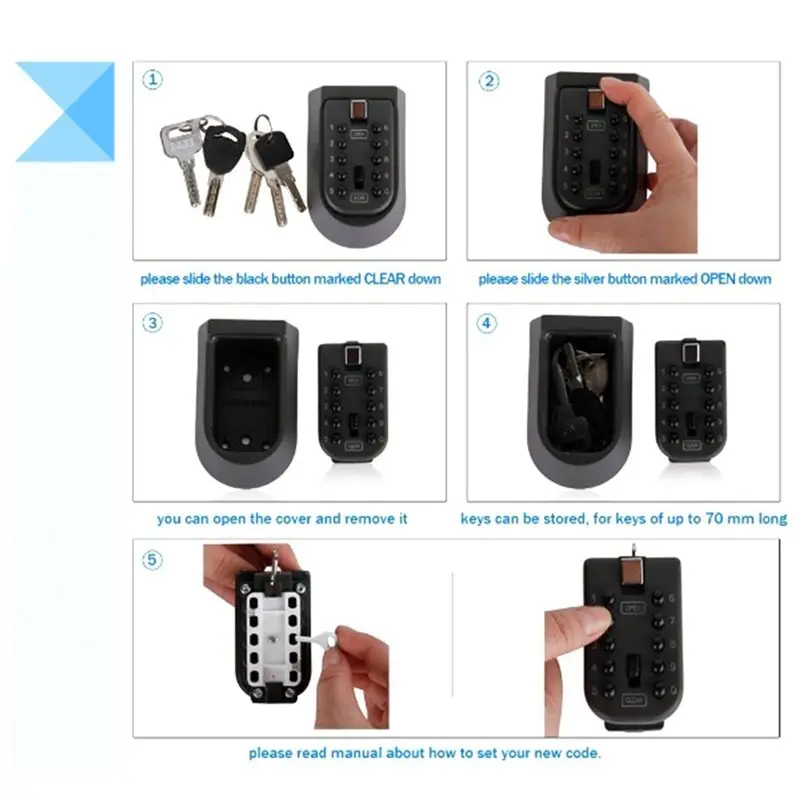 24-Hour Delivery 2X Wall Mounted Key Safe Box - Weatherproof 10-Digit Combination Lock, Storage For Home & Outdoor Us