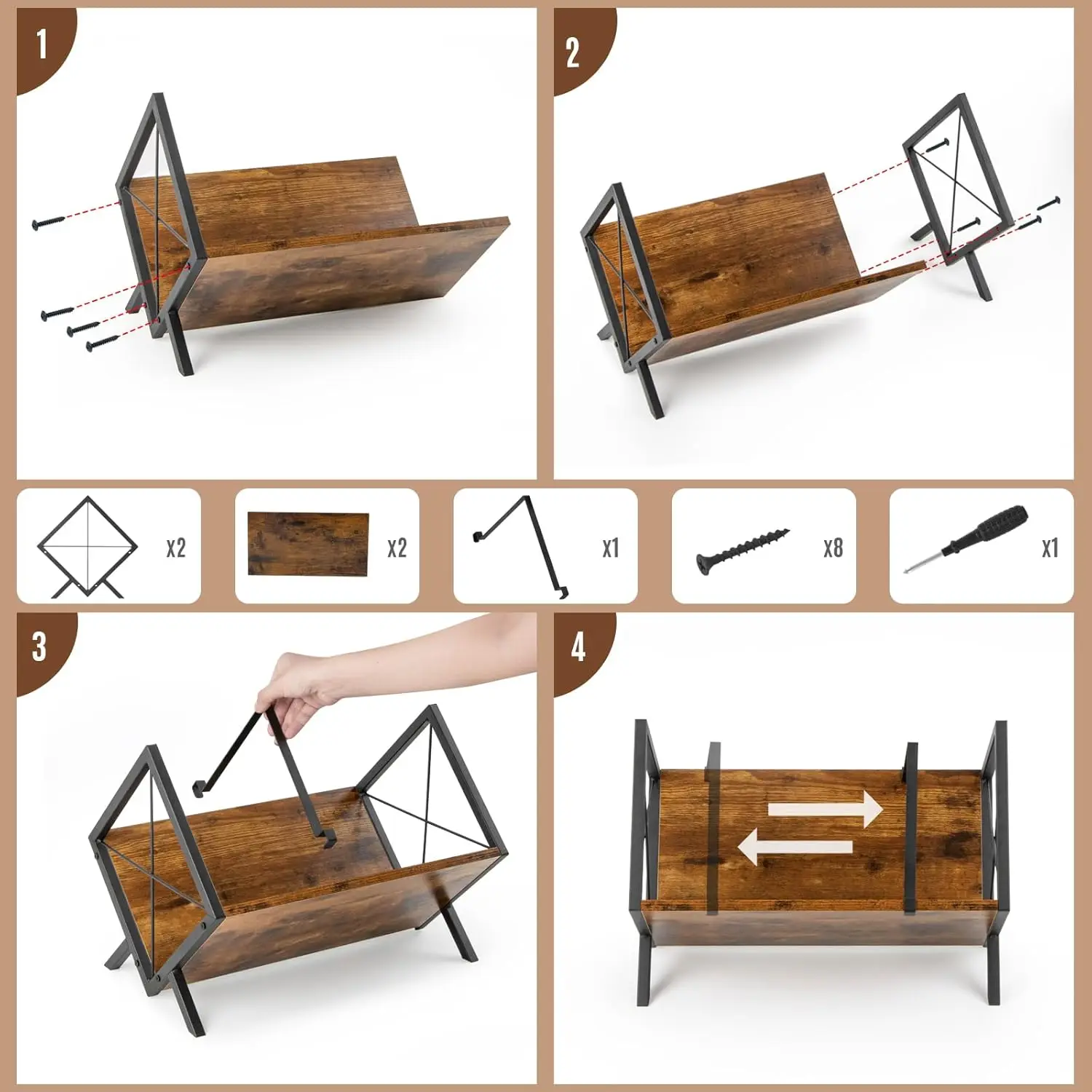 Étagère de rangement pouvant contenir 80 à 100 albums, étagère adaptée au salon, à la chambre à coucher, au bureau, étagère robuste pour l'affichage de magazines et de documents, étagère ouverte pour la maison, facile à assembler