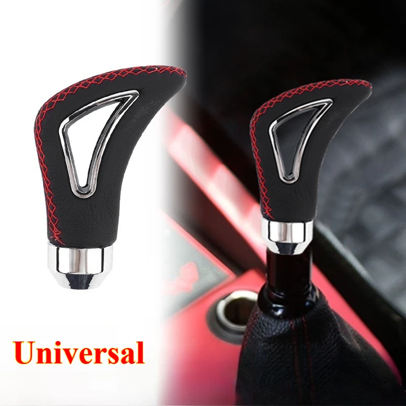 

1 шт., универсальная ручка переключения передач из искусственной кожи, красная линия, черная линия, ручная автомобильная ручка переключения передач, сменная ручка модифицированного переключения передач