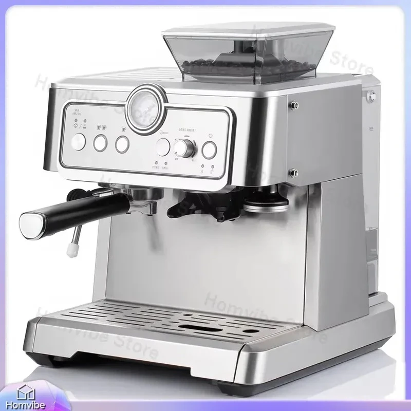 Semi-Automatic Espresso Machine Italian Style Coffee Maker with Built-in Grinder Pump Pressure 15 Bar for Home Kitchen Office
