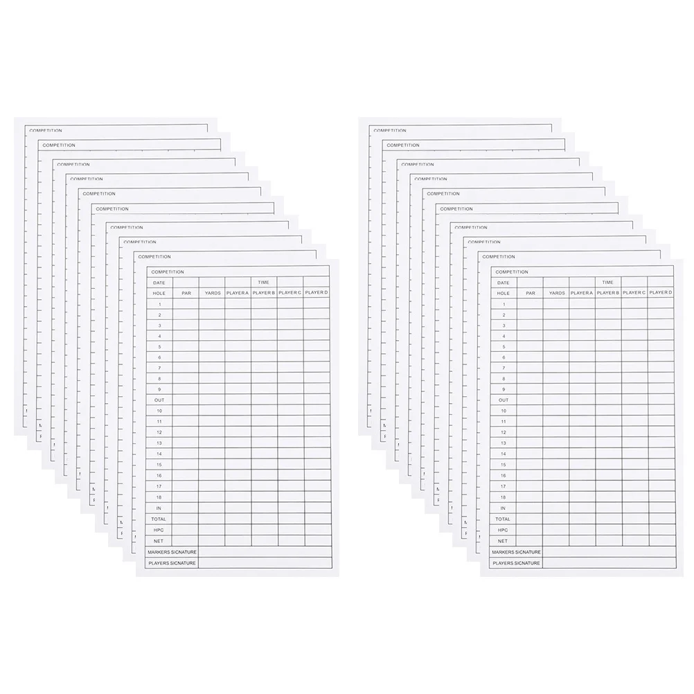 กระดาษบันทึกคะแนนกอล์ฟเคลือบทองแดง 20 ชิ้น เขียนลื่น พับได้ พกพาสะดวก สำหรับการแข่งขันกอล์ฟ