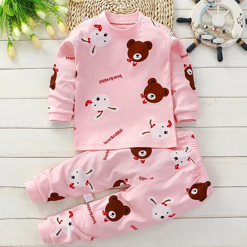 Autumn Sleepwear Pajamas For Girls Boys Long Sleeve Tops+Pants Suits Fashion Home Clothing Baby Kid Sleep Costume