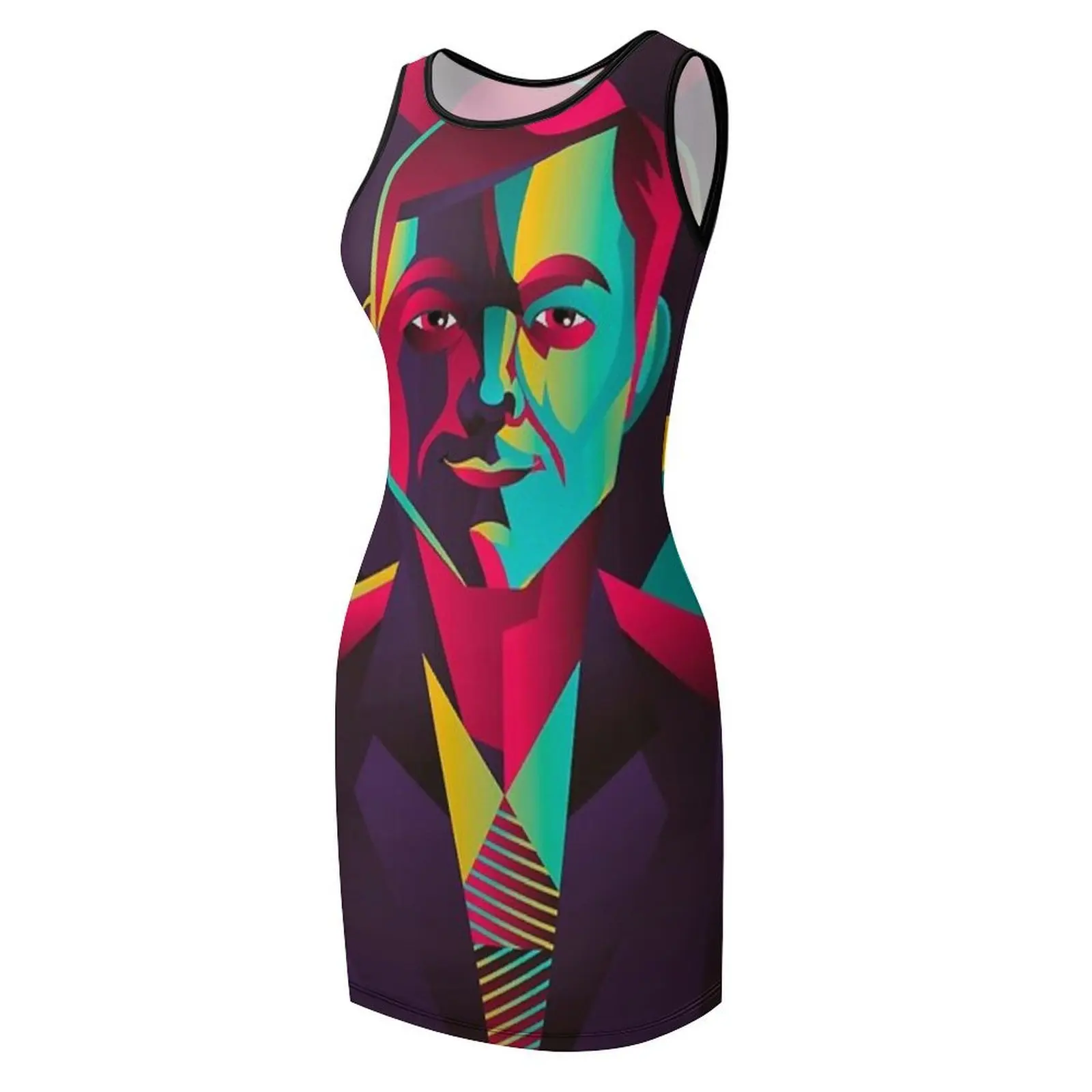 hombre cubista degustación de una taza de vino Vestido veraniego sin mangas vestidos de cóctel vestidos de novia para mujer Vestidos para fiesta de boda