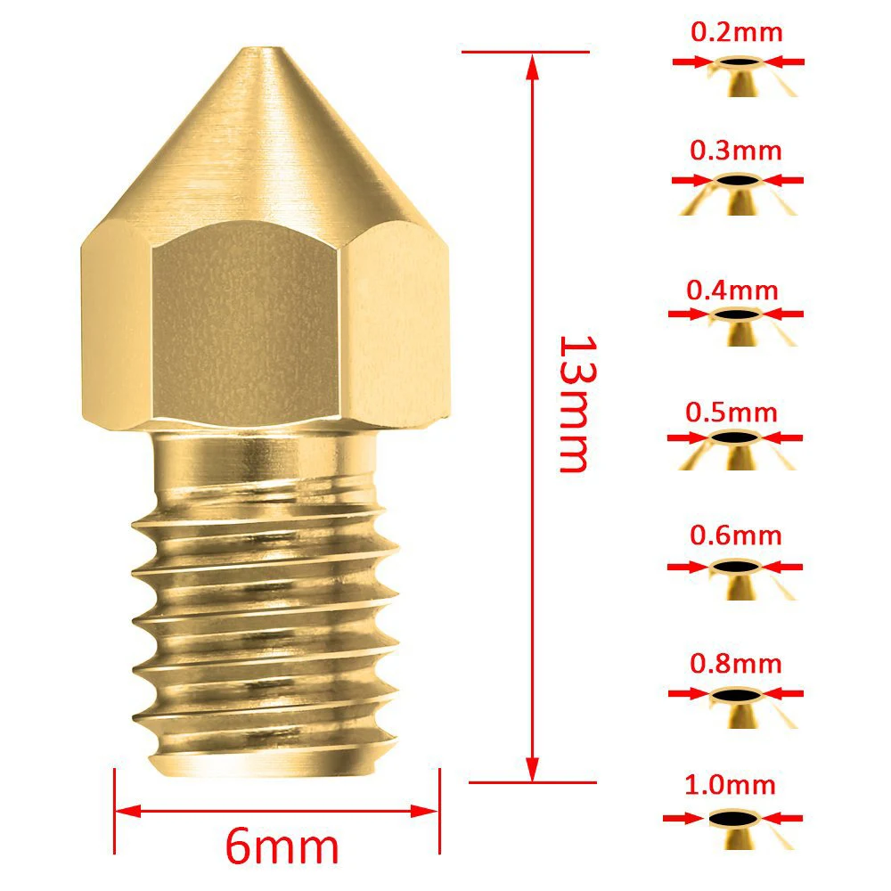 24pcs Brass Nozzle Set 3d Printer Mk8 3D Printer Nozzle Set Ender 3 CR10 CR10s 0.2mm 0.3mm 0.4mm 0.5mm 0.6mm 0.8mm 1mm