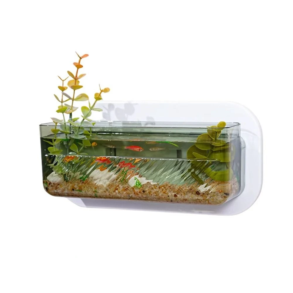

Punch Free Wall-mounted Plastic Vase Creative Clear Wall Hanging Fish Tank Home Decor Detachable Hydroponic Flower Pot