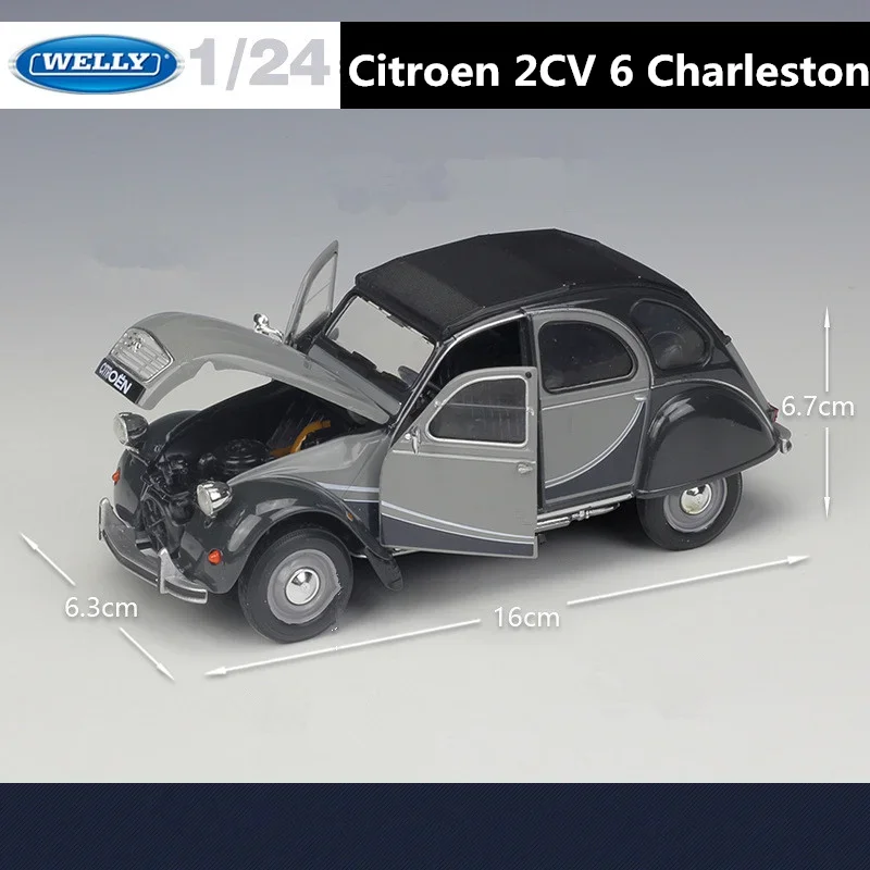 Welly 1:24 Citroen 2CV 6 Charleston Alloy Classic Vintage Car Model Diecast Metal Toy Classic Car Model Collection Gift