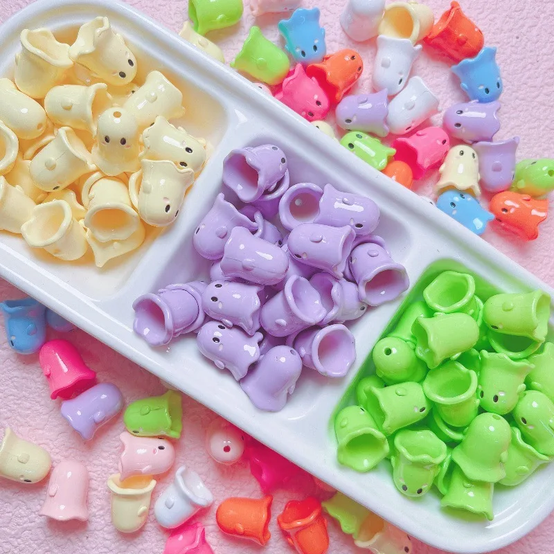 Z40 5pcs 17mm X 15mm New Cartoon Fun Adorable Polychrome Halloween 3d Beads Acrylic Painted Beads DIY Charm Jewelry Material