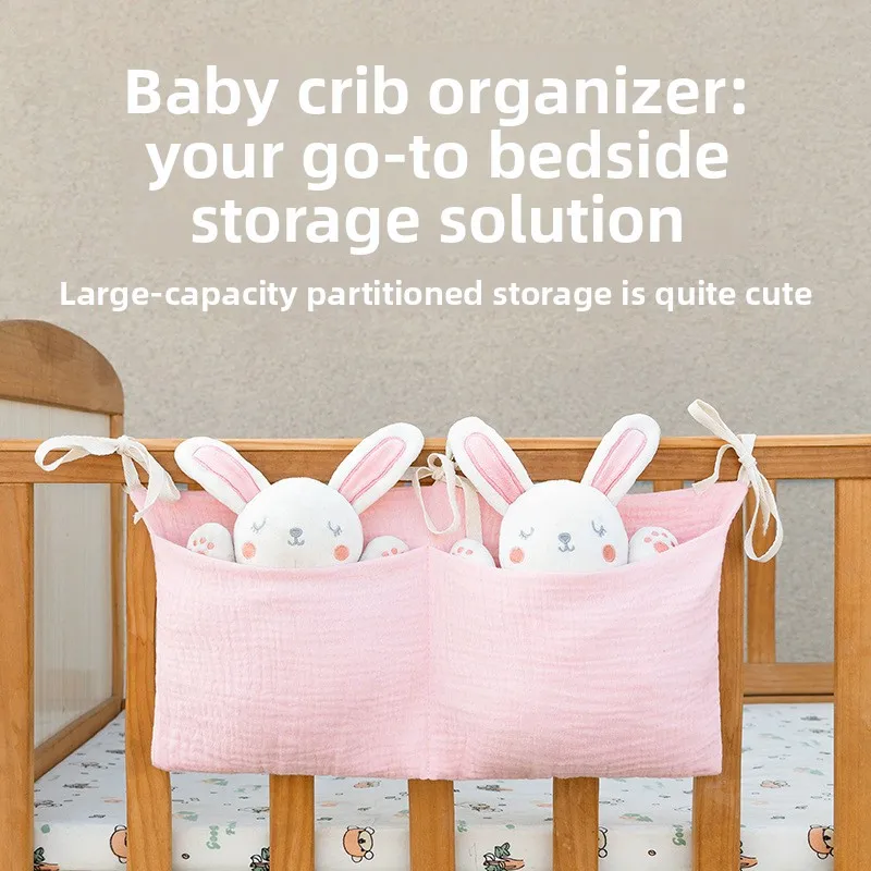 Babyfond Double-layer Pure Cotton Cloth Baby Bedside Storage Bag Double Pocket Stroller Hanging Bag Printed Baby  Hanging Bag
