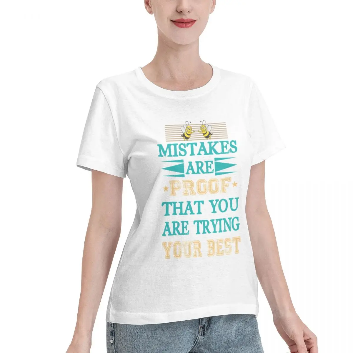No Fade Try Your Best Women's T-shirt Street Fashion Relaxed Cut Tshirt