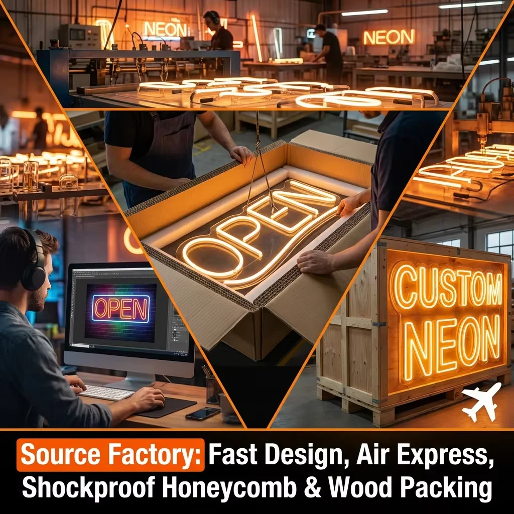 Tanda Neon LED Kustom Ukuran Besar Logo Bisnis Signage Kelas Komersial Restoran Kafe Bar Kantor Dekorasi Etalase Lampu Dinding