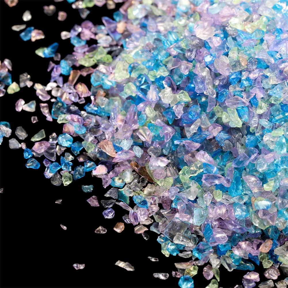 Mehrfarbige Unregelmäßige Glas-Bruchsteine 20-50g Kristallkies für DIY Epoxidharz-Formen Füllstoff Dekorative Nagel- und Schmuckherstellung – Detail 7