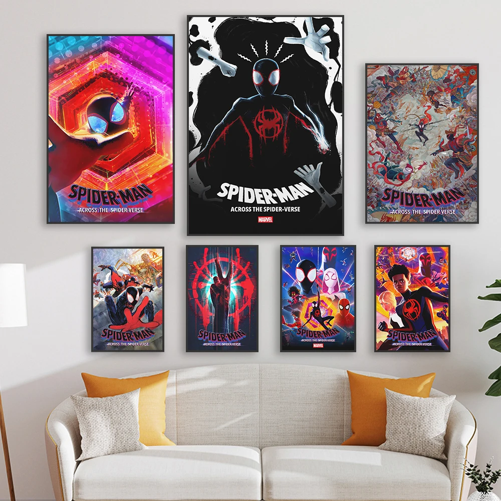 Spider Man Across the Spider Verse Poster Disney Superhero Spiderman Prints Classical Film Canvas Painting Home Decoration