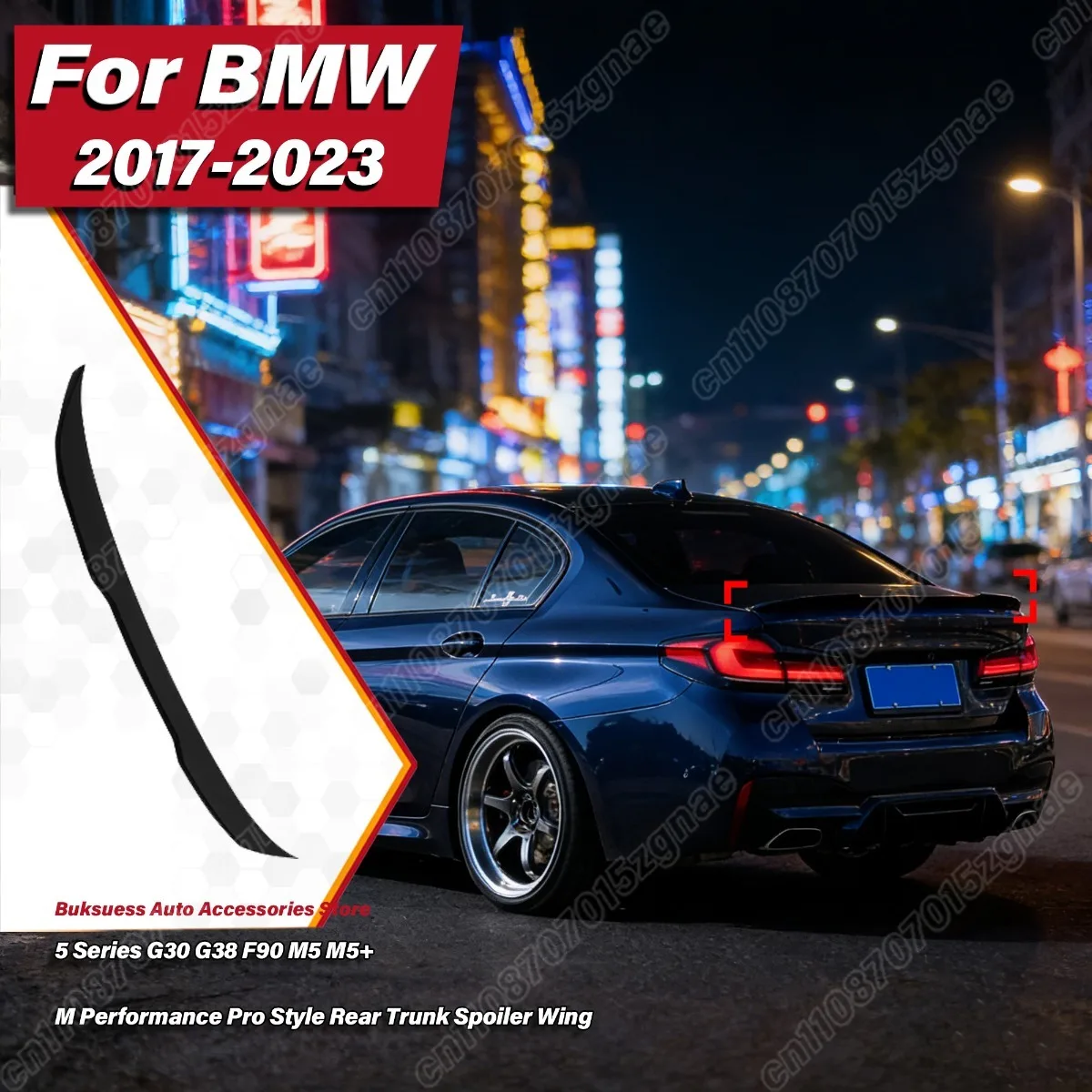 

For BMW 5 Series G30 G38 F90 M5 M5+ 2017 2018 2019 2020 2021 2022 2023 M Performance Pro Style Car Rear Trunk Spoiler Wing Kit