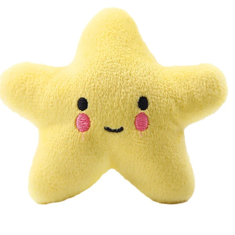 Smile Star Shape Cute Stuffed Toys for Dogs Pet Bite Squeaky Toys Puppy Biting BB Sound Chew Squeaker Plush Toy for Cats