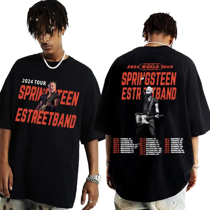 Bruce Springsteen and E Street 2024 Tour Graphic T Shirts Men's Clothing Hip Hop Rock Vintage T-Shirt Unisex Harajuku Streetwear