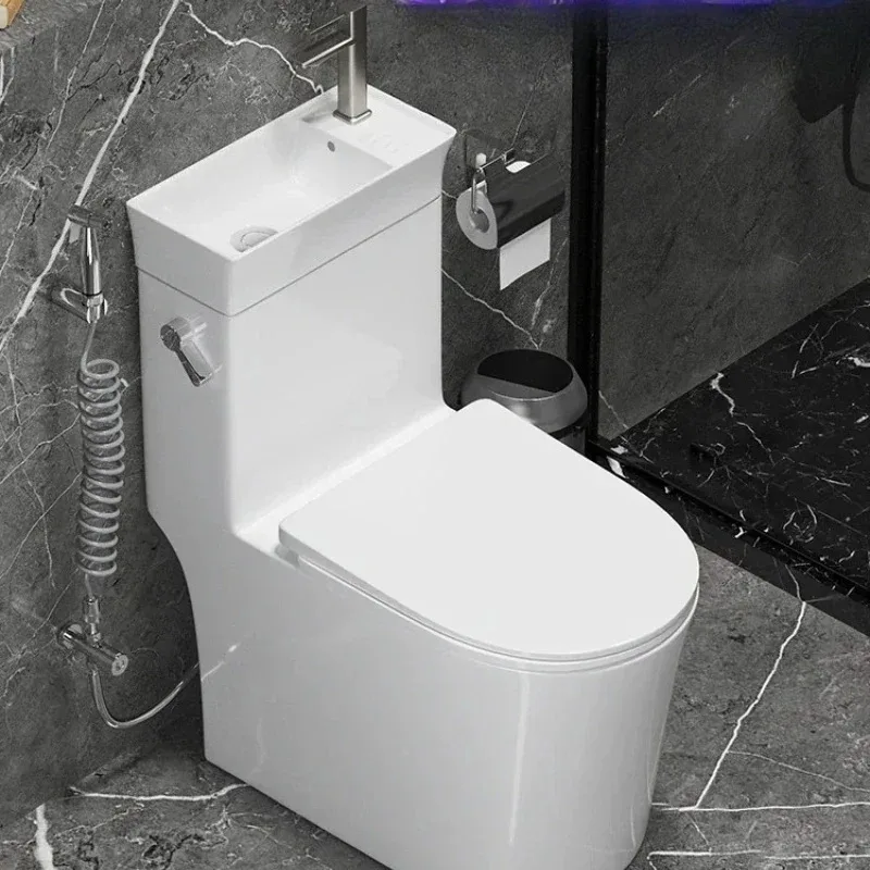 For Household Small Apartment Flush Toilet with Wash Basin Integrated Energy-Saving Siphon Sit Toilet Toilet Deodorant
