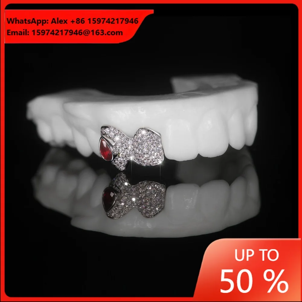 Factory Direct Sales GRILLZ Hip-hop Braces European And American Cross-border Hot-selling Grills Honeycomb Inlaid Moissanite