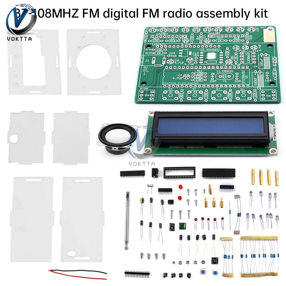 RDA5807 zestaw elektroniczny radiowy FM 87-108MHZ regulowana częstotliwość wyświetlacz moduł LCD DIY zestawy do lutowania radiowego