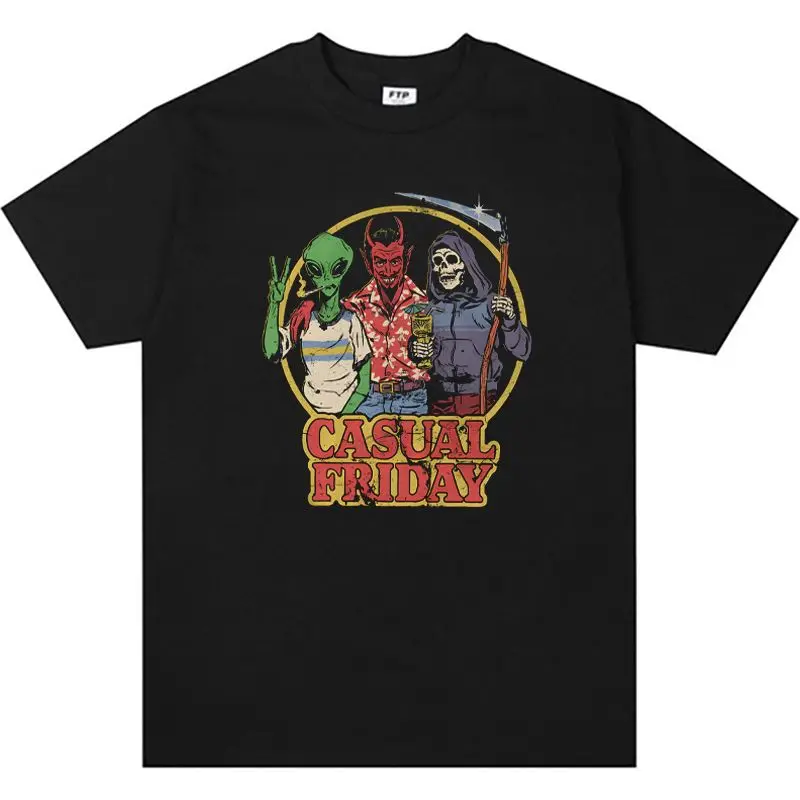 Повседневная футболка с забавной иллюстрацией в американском стиле, винтажная мужская и женская свободная хлопковая футболка с короткими рукавами и принтом