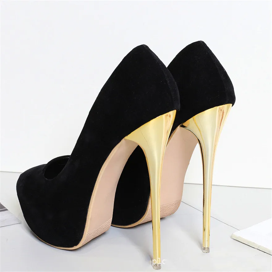 Bild 7: Frauen rote Hochzeits schuhe Herbst Mode Plattform flache weibliche Pumps weiche Herde runde Zehen Super High Heels Party Schuh Größe 41-47