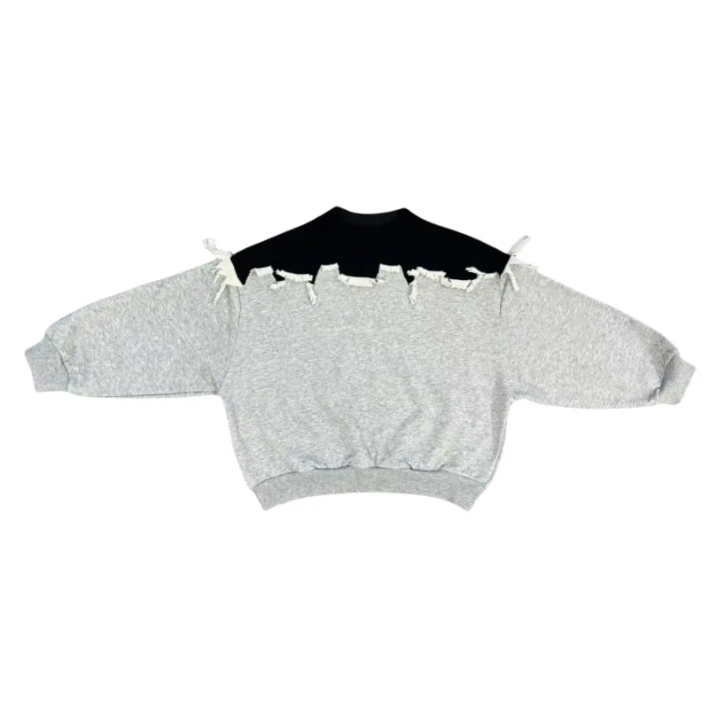 2025 Autumn Collection Boys' Sweatshirt with Vintage Patchwork a Stylish and Unique Top