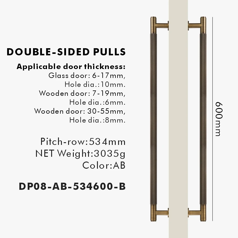 Nurlin Messing Deur Dubbel Enkelzijdig Gekartelde Trekstang Houten Poort Glazen Deur Doucheruimte Keukenapparaat Mat Goud Zwart Brons