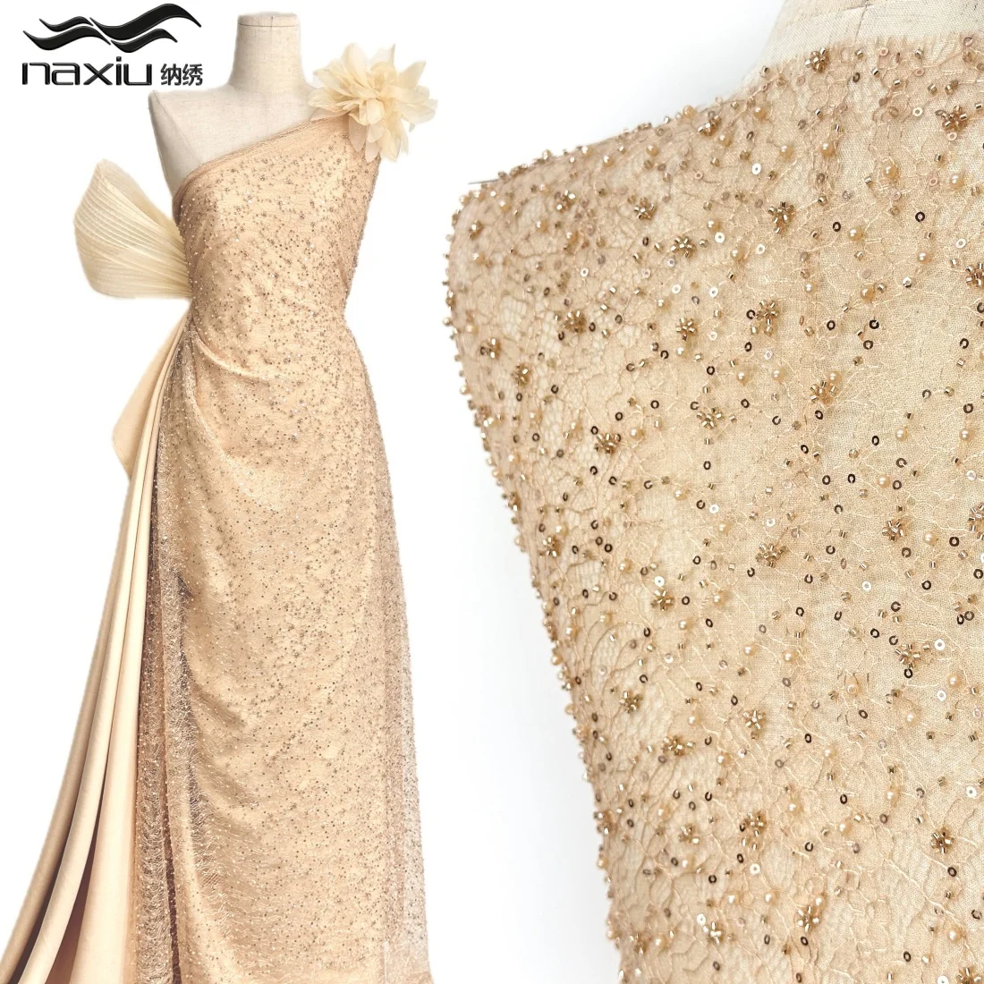 

Madison African Luxury Sequins Beaded Lace Fabrics 2026 High Quality Embroidery French Nigerian Lace Fabric For Wedding Sewing