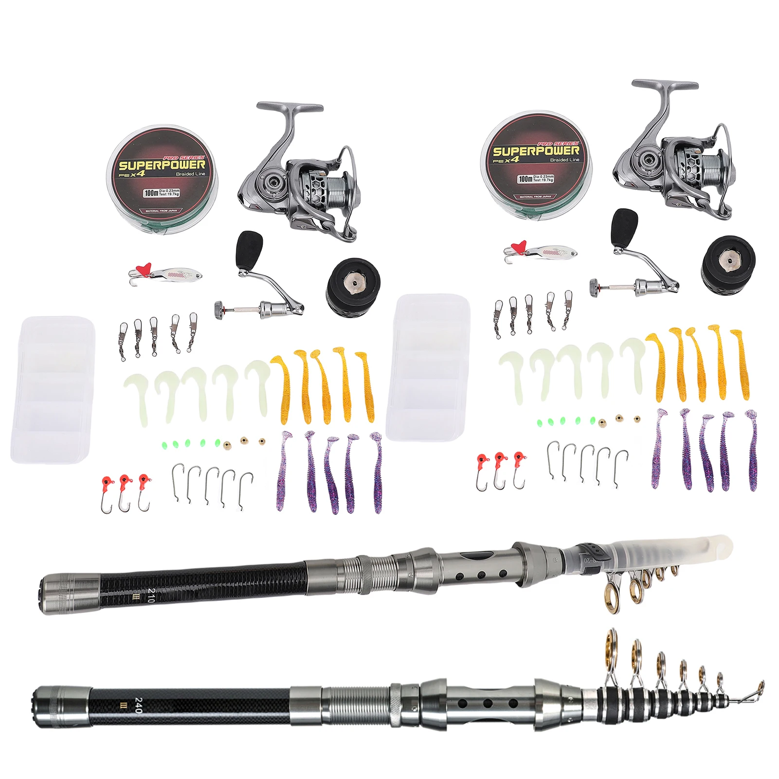 

2,1 м 2,4 м телескопическая удочка и рыболовная катушка комбинированная удочка с рыболовной катушкой 10 + 1 BB 5,5:1