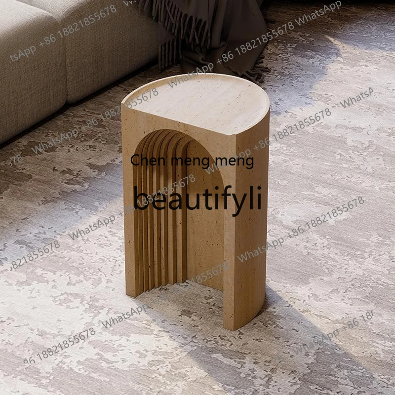 

Creative wabi sand travertine sofa side few tea table hall rounded corner few natural stones H