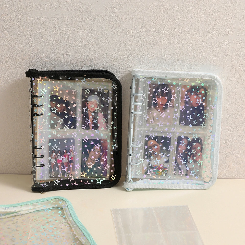 A5 Zipper Binder Photocard Holder Laser Star Korean Idol Photo Album DIY Journal Dairy Picture Collect Book School Stationery