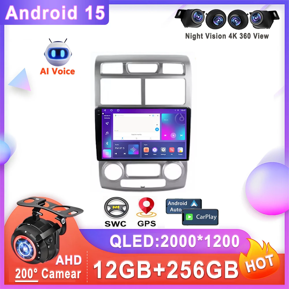 

For Kia Sportage 2 2004 - 2010 Car Radio Android 15 Stereo Multimedia Player No 2din DVD 5G 2K Player Navigation Car GPS 5G 2K