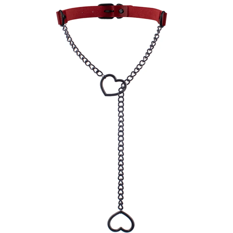 Herz Slip Kette Halskette Schwarz Leder Halsband für Frauen Goth Accessoires Punk Gothic Schmuck