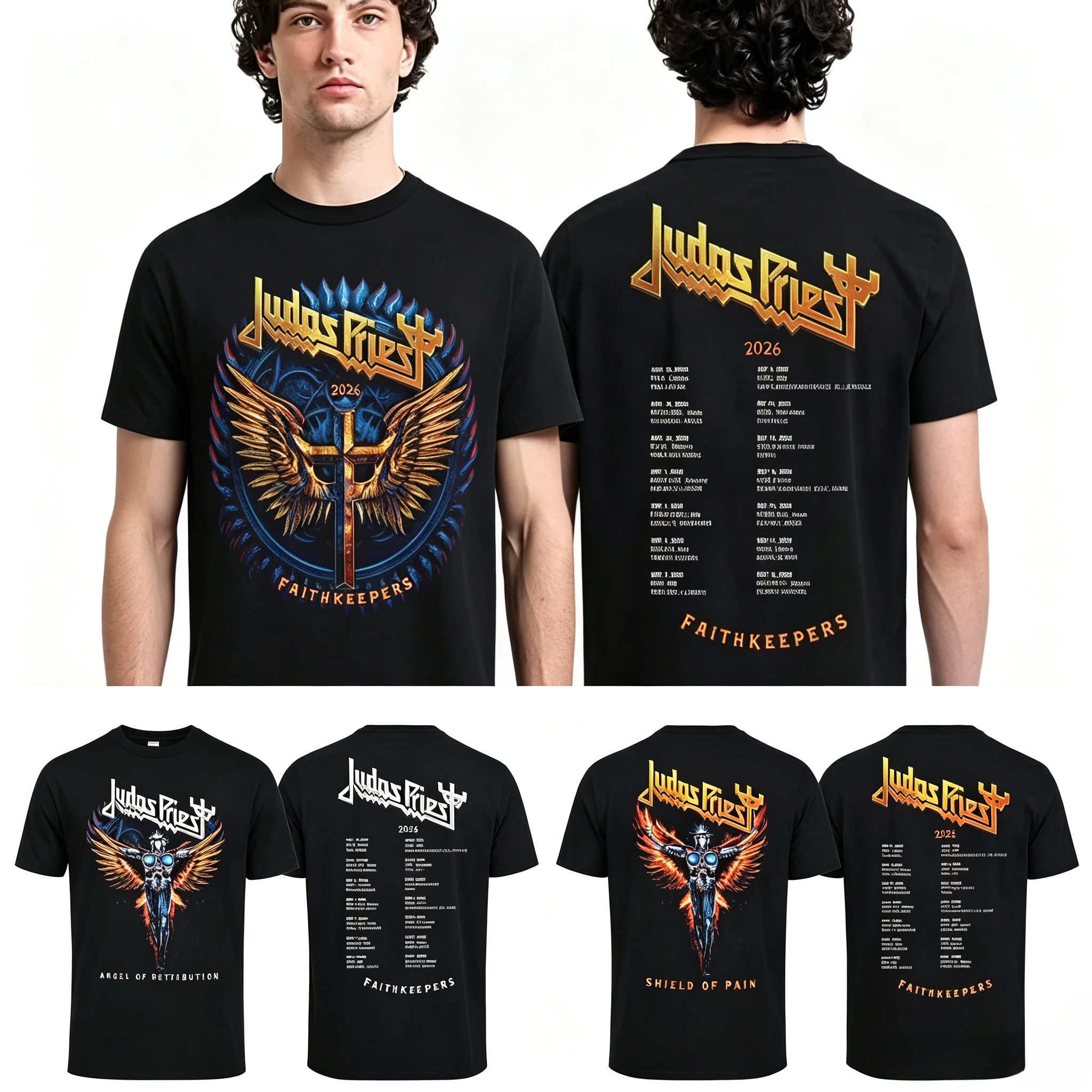 Summer Judas Priest Faithkeepers 2026 Tour Graphic Tee Winged Cross Heavy Metal Streetwear Casual Unisex New Cotton Man Women