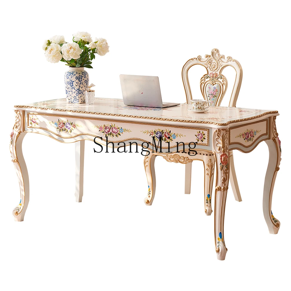 

Изысканная офисная мебель: письменный стол из массива дерева с ручной росписью, стул, роскошный компьютерный стол для офиса