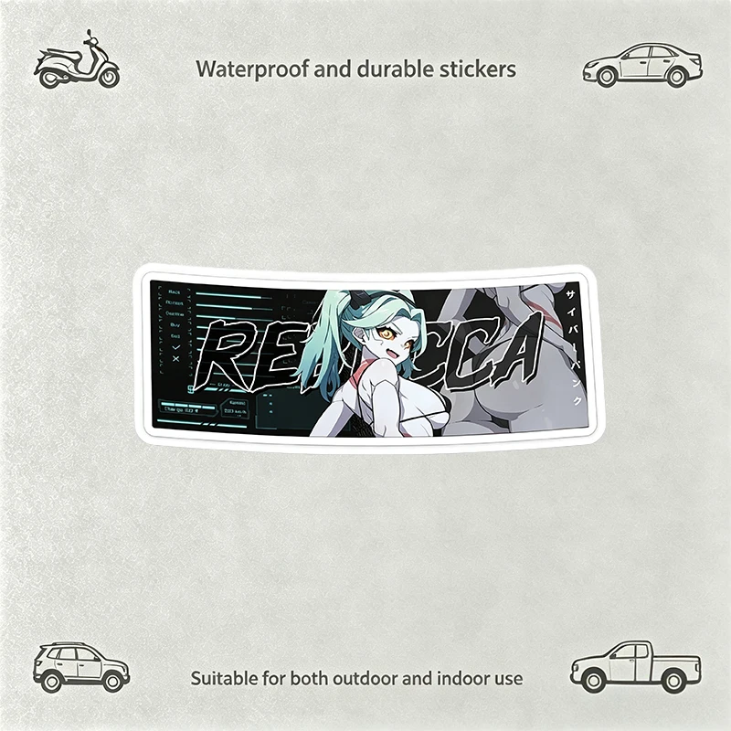 Waterproof Anime Girl Car Sticker Blue Hair Sci-fi Auto Bumper Decal