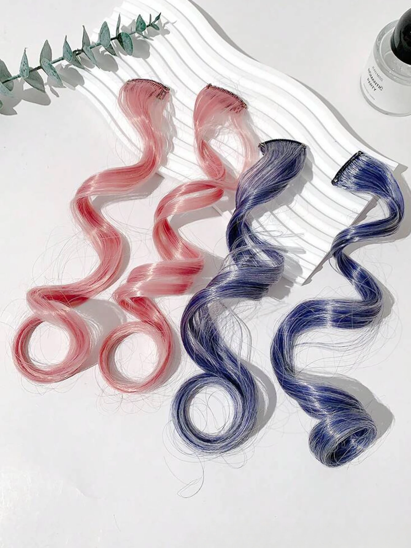 

2pcs/set Synthetic Wavy Ponytail Extension Hairpiece Sweet Kids Girl Wigs Hair Clip Cute Cool Candy Color Wigs HairPin Dyeing
