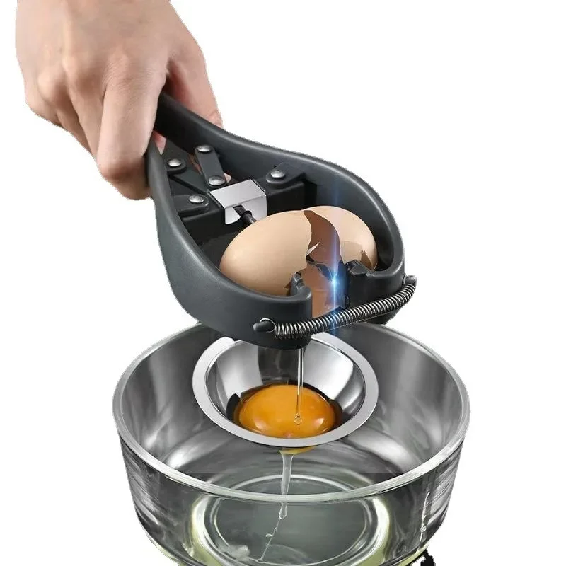 Egg Separator Stainless Steel Handheld Egg Opener with Yolk White Separator Eggshell Cutter Egg Cracking Tool