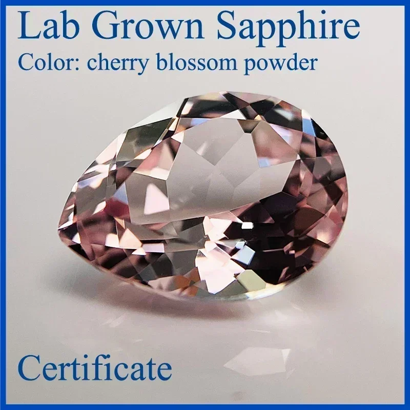 

Lab Grown Sapphire Pear cherry blossom pink Top Quality Charm Beads for Diy Jewelry Making Selectable AGL Certificate