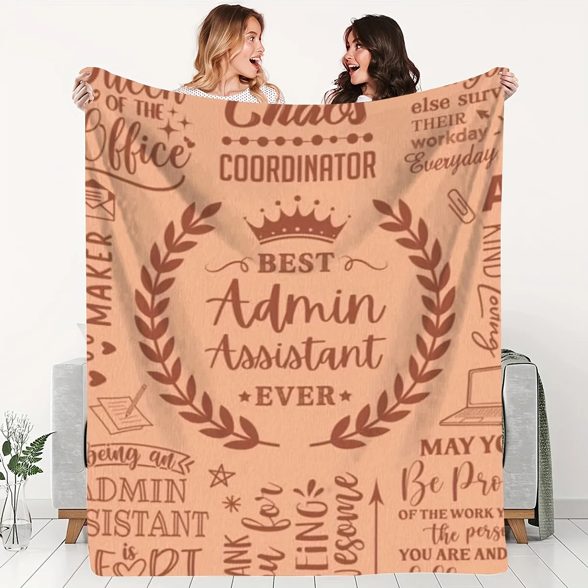 Funny Admin Assistant Gift Blanket Throw Couch Throw Large Soft Microfiber Fleece 150x200cm Office Humor Gift for Woman Coworker