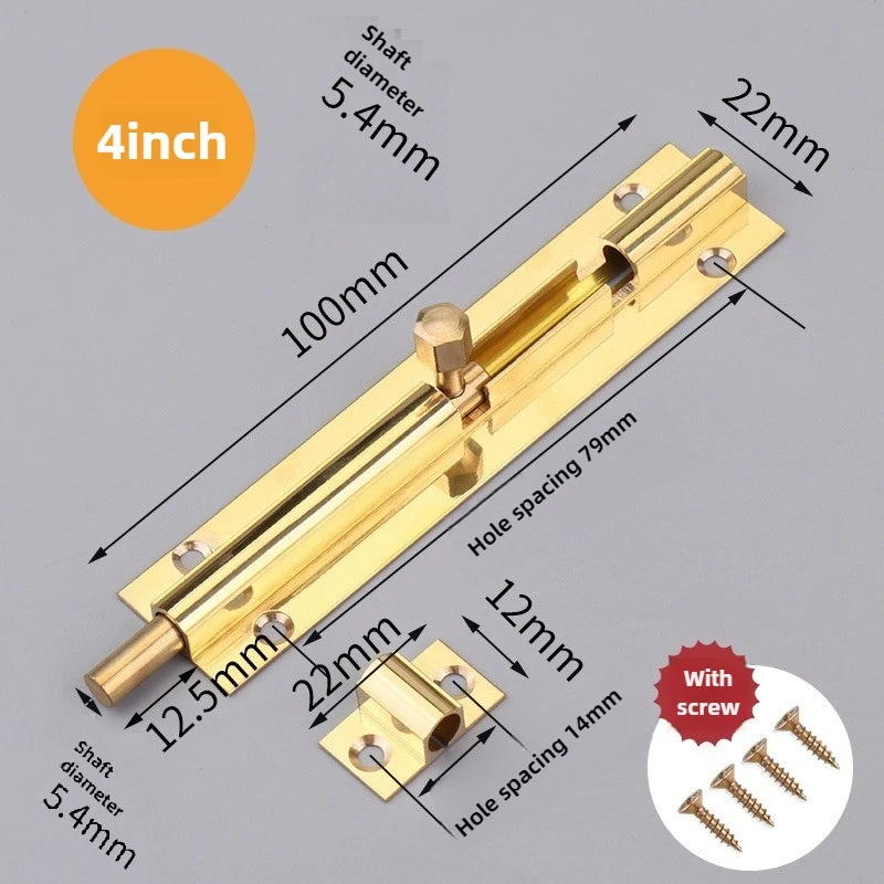 1 Stück Messing-Türschieberiegel, Schlossbolzen, Sicherheitsriegel für Haus und Tor, Hardware-Schrauben, 4 Größen 1,5/2/3/4 Zoll, Gold – Detail 7