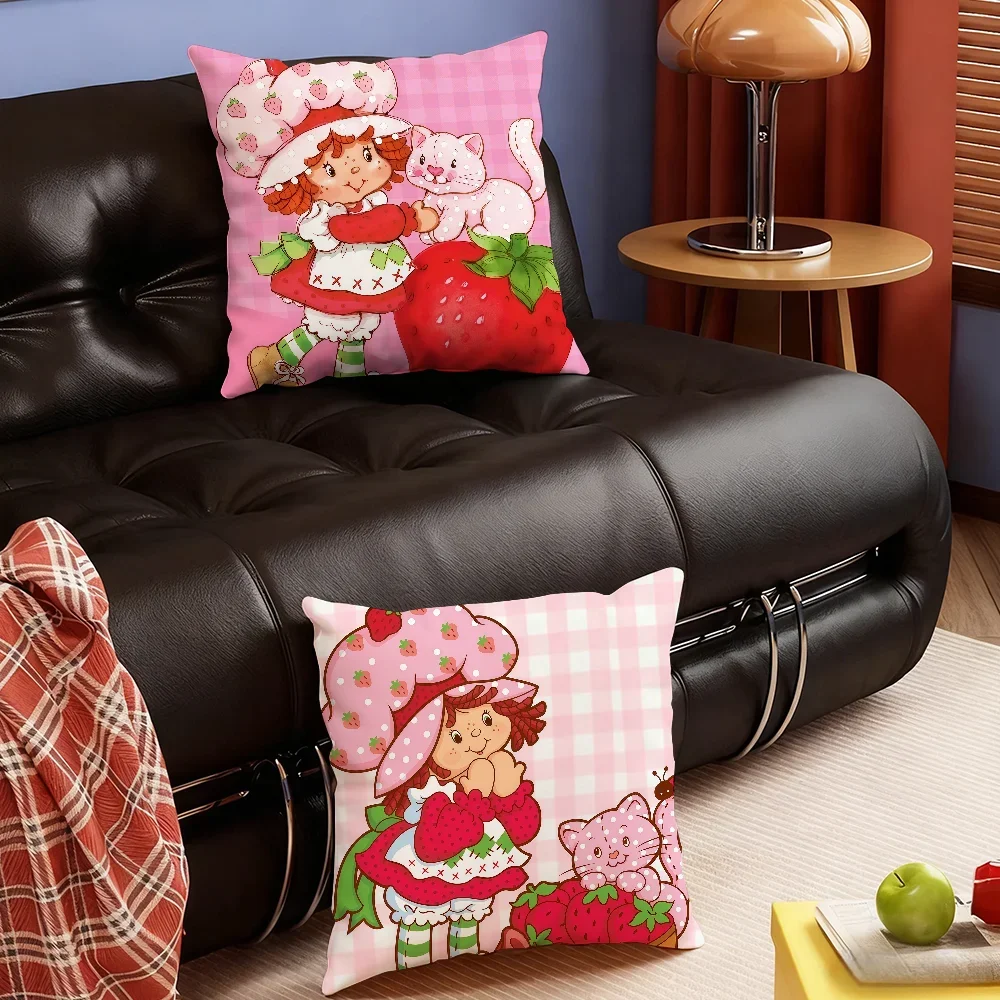 S-strawberry Cute S-shortcake-S Pink cushion cover Soft Smooth Hidden Zipper Washable Decorative Couch Office Housewarming Gift