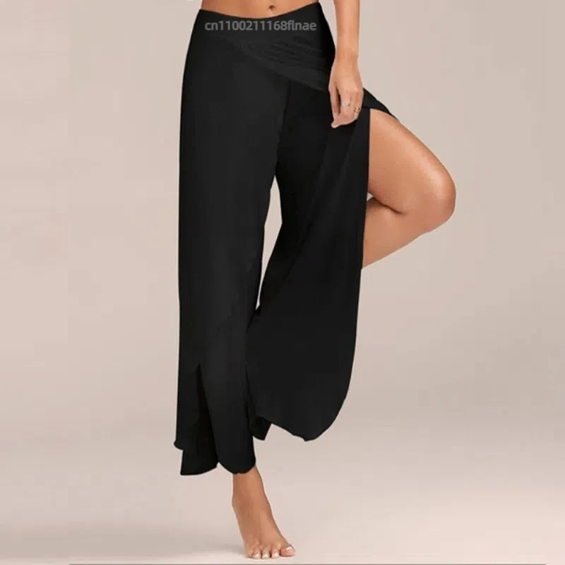 Hot Selling Ballet Costumes, European and American Summer Sexy Cross Wide Leg Yoga Pants for Women, Stage Performance Costumes