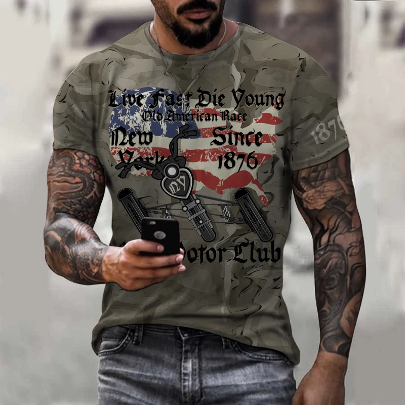 

T Shirt For Men 2024 Summer Men's Shirts Men Casual T-shirt Bone Print Tshirt O-Neck Short Sleeve Man Street Plus Size