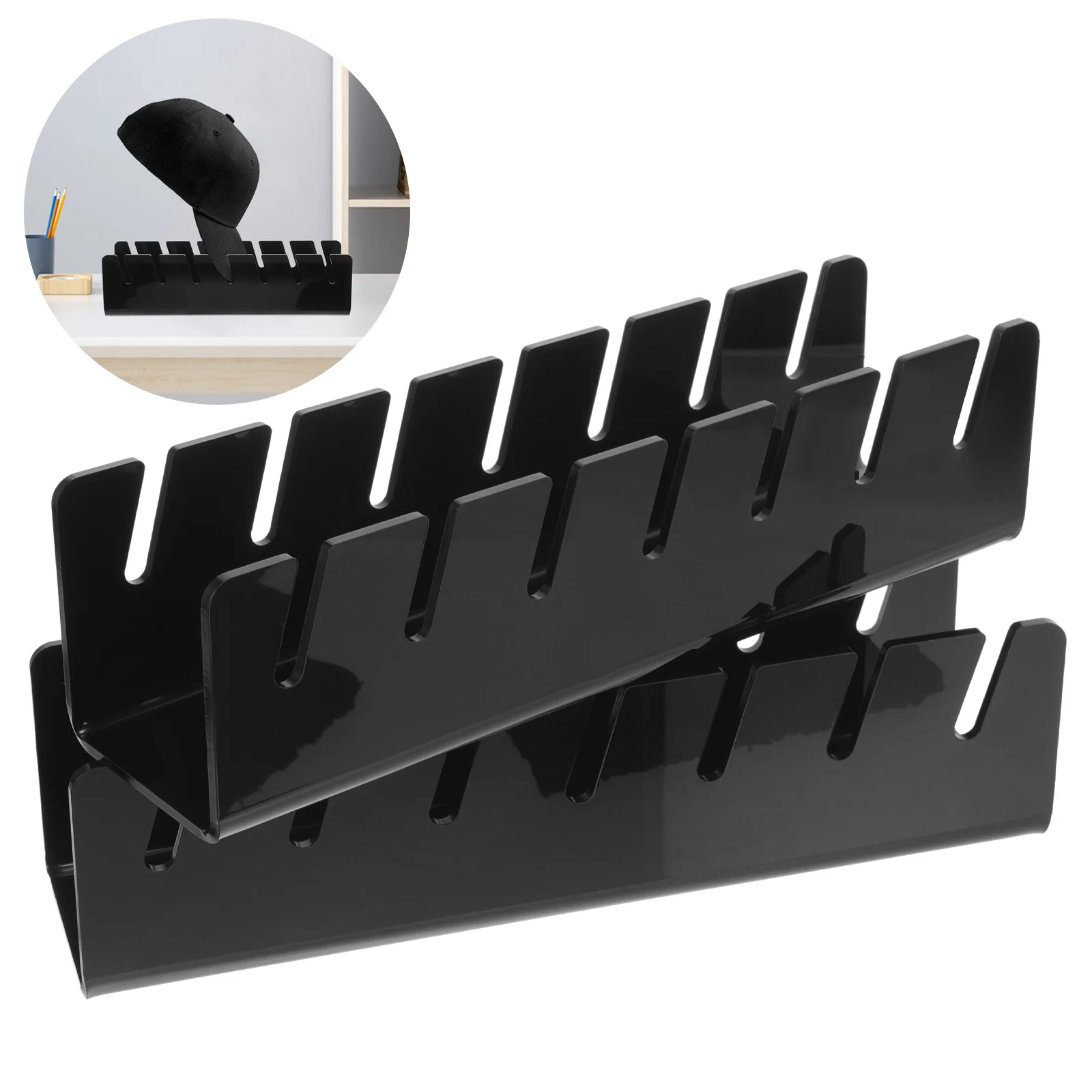 

2Pcs Acrylic Baseball Cap Stand Hat Display Holder Desktop Storage Rack Hat Stand for Baseball Cap Caps Storage Holder