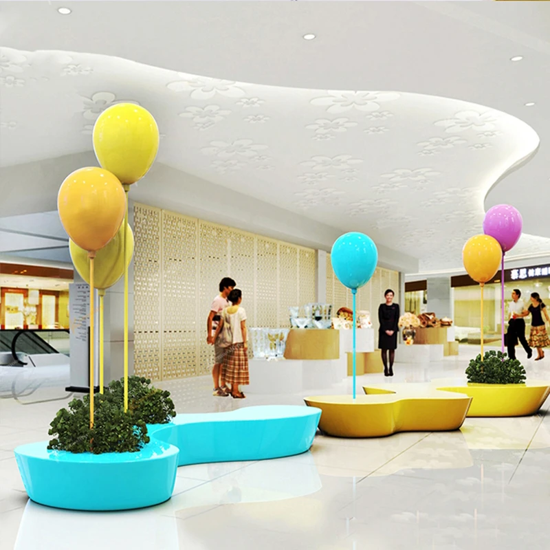 Modern 6-Seater Garden Furniture Luxury Fiberglass Flowerpot Chair Balloon Decor for Outdoor Public Space Parks Hospitals