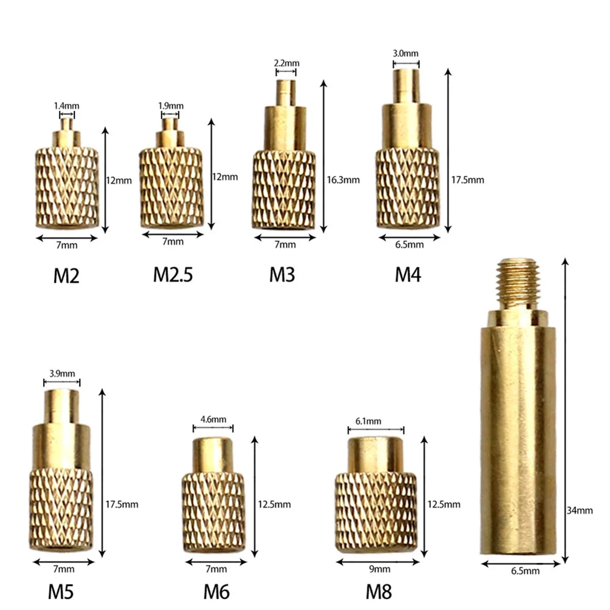 Quality! Heat Insert Nut Iron Tip T12 Soldering Iron Tip Insert Internal Thread Tip M2-M8 Brass Hot Nut Insertion Kit