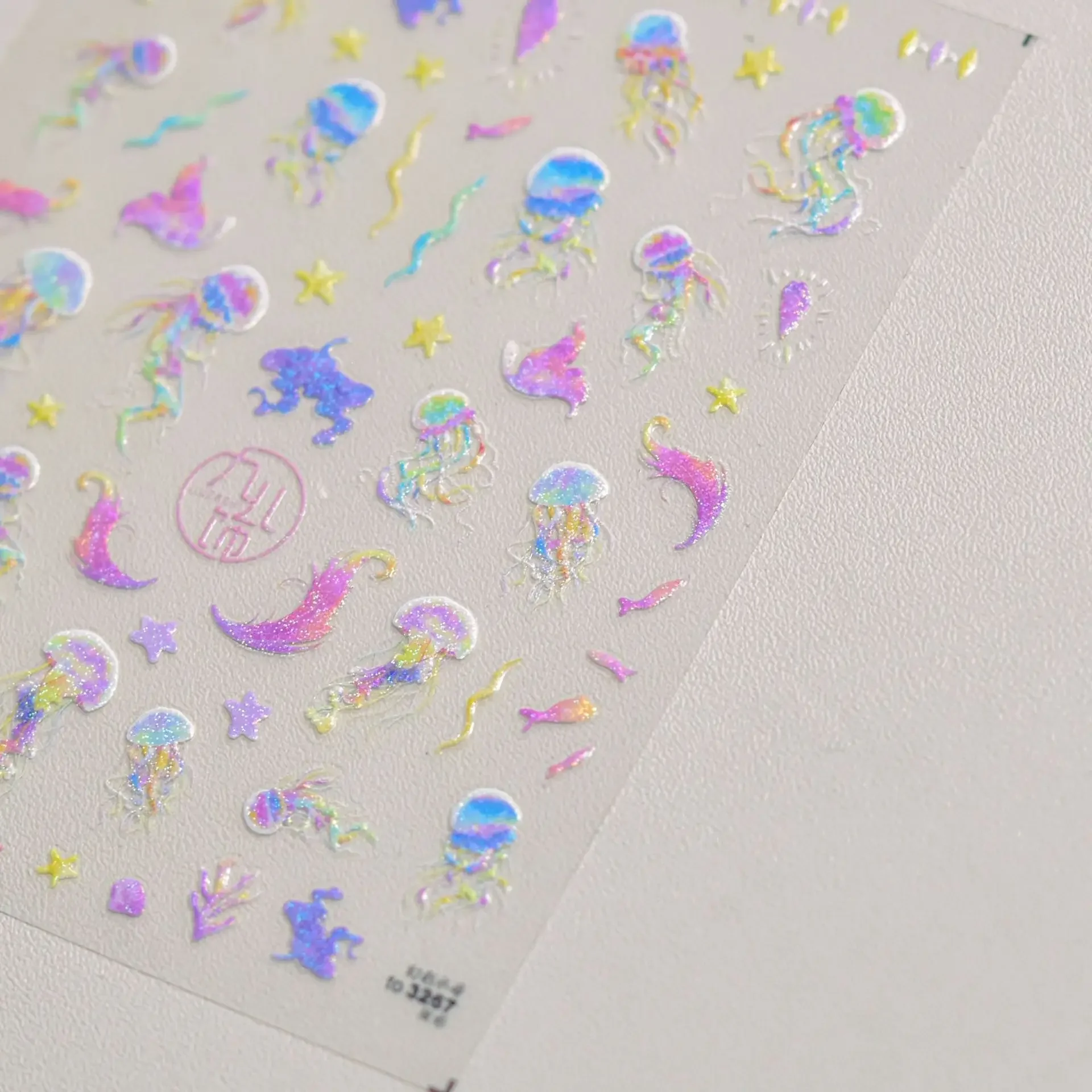 5D złota rybka plastikowa torba koniki morskie meduza rozgwiazda muszla muszla Koi syrenka bańka wodna gwiazda karp naklejki do paznokci naklejki