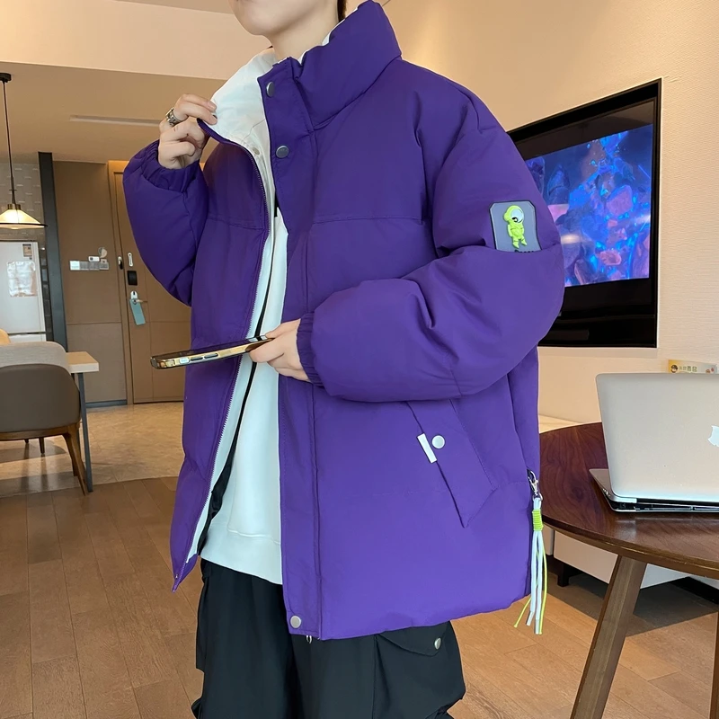 

Мужская утепленная хлопковая куртка с воротником-стойкой, повседневная теплая зимняя верхняя одежда, приталенный крой, длинный рукав, на молнии, в уличном стиле